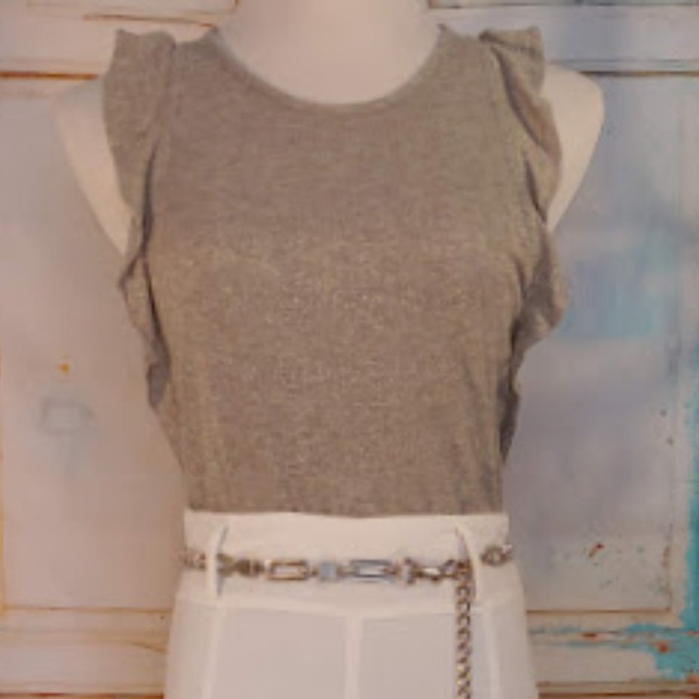 Madewell metallic sparkle ruffle tank top / size M / silver